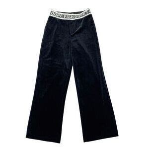 Dope Fish Velvet Wide Leg Sweatpants Sz L Black Stretchy Comfort‎ Flare Trouser